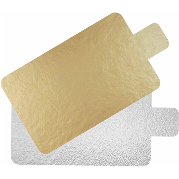 Disco de cartn metalizado dorado/plateado de forma Rectangular com mango 100 uds