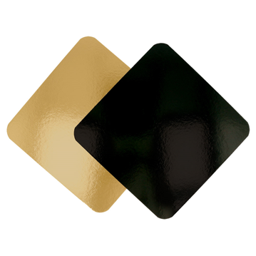 Disco Quadrado em Carto Metalizado a Ouro e Preto 320x320mm 50 un