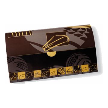 Caixa em cartolina rectangular para pasteis com impresso Espigas 170x115x45mm 100un