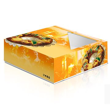 Caixa em cartolina com janela para Bolo Rei 215x350x75mm 50 un