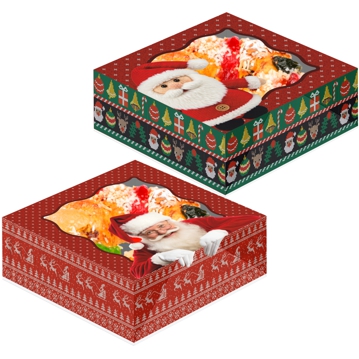 Caixa em cartolina com janela para Bolo Rei 300x300x75mm (50 pares) 100 un