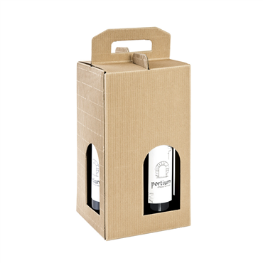 Caixa em Carto para 4 Garrafas Kraft Ondulado 180x180x340mm 20 un