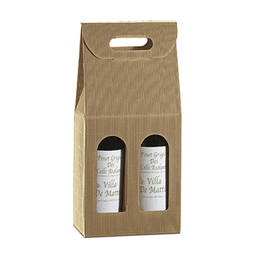 Caixa em Carto para 2 Garrafas Kraft Ondulado 180x90x340mm 30 un