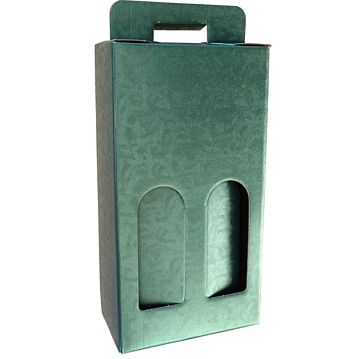 Caixa em Carto para 2 Garrafas Verde Esmeralda 180x90x340mm Caixa 20