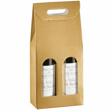 Caixa em Carto para 2 Garrafas Dourado 180x90x340mm 30 un