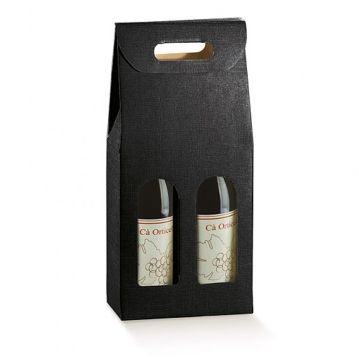 Caixa em Carto para 2 Garrafas Preto 180x90x340mm 30 un