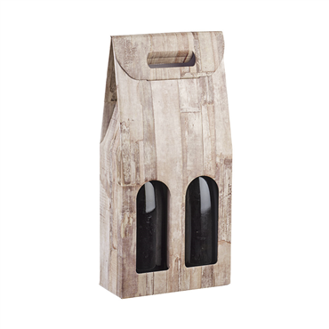 Caixa em Carto para 2 Garrafas Wood 180x90x385mm 30 un