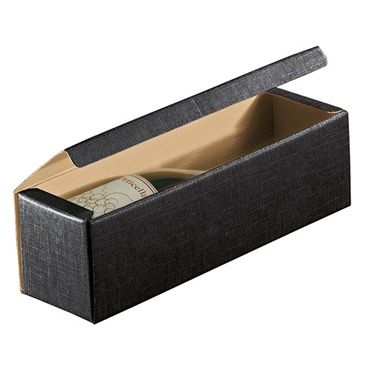 Caixa em Carto para 1 Garrafa Horizontal Preto 340x90x90mm 100 un