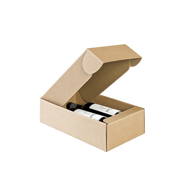Caixa em Carto para 2 Garrafas Horizontal Kraft Ondulado 340x185x90mm 30 un