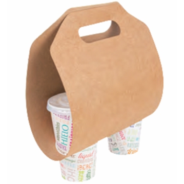 Porta-copos em Kraft Natural 2 copos 67mm 465x225mm 400 un