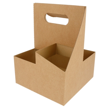 Bandeja Transporte 4 copos em Microcanelado Kraft 180x180x240mm 200 un