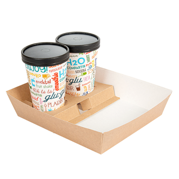 Bandeja Transporte 2 copos + comida em Nano-Micro 245x220x55mm 4x60 un
