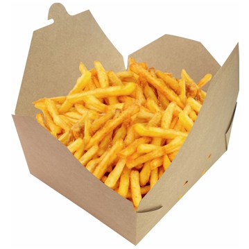 Embalagem Estanque Kraft para Batatas Fritas Grande 180x160x70mm 4x45 un
