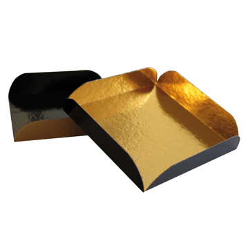 Bandeja Quadrada de Carto Dupla Face Ouro/Preto com Pestanas Laterais 80x80mm 200 un