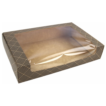Embalagem Rectangular com Janela para Sushi 230x150x45mm Preto ST6 Caixa 100