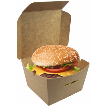 Caixa Estanque Kraft+PE para Hamburguer 115x110x85mm 6x30 un