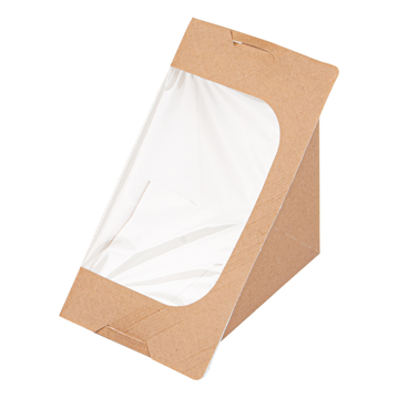 Caixa Nano-Micro com Janela com Adesivo Triangular para Sandes Tripla 124x124x83mm 10x50 un