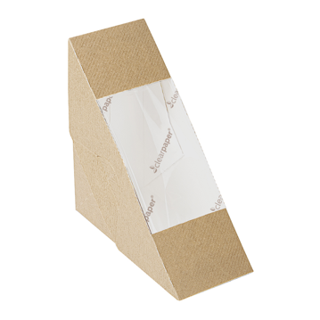 Caixa Nano-Micro com Janela em papel Triangular para Sandes Simples 124x124x55mm 10x50 un