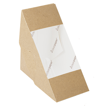 Caixa Nano-Micro com Janela em papel Triangular para Sandes Dupla 124x124x75mm 10x50 un