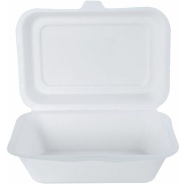 Contentor Rectangular em Cana de Acar Branco 140x180mm 700ml 800un