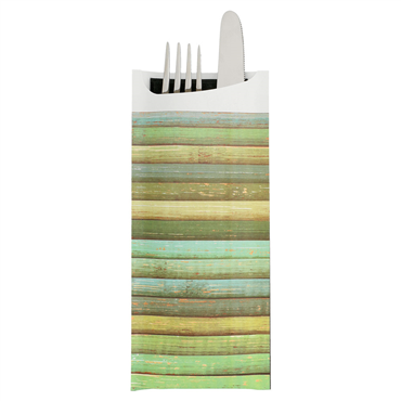 Saqueta Talheres Celulose Branca Wood 85x195mm + Guardanapo Dry Tissue 330x330mm 250 un