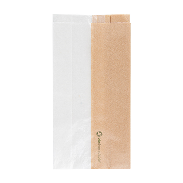 Saqueta de Papel Kraft com Janela em papel Cristal 120+60x230mm 250 un