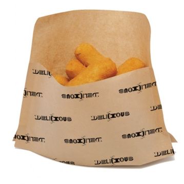 Saqueta de Papel Kraft Castanho Delicious + LD Kangoo Pack 210x170/110x30mm 100 un