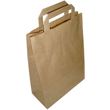 Saco Papel Castanho com Asa Plana 220x100x290mm 500un
