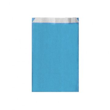 Saqueta Papel Celulose Branca Verjurada Azul Turquesa 120+50x180mm 250 un
