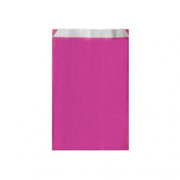 Saqueta Papel Celulose Branca Verjurada Fucsia 120+50x180mm 250 un
