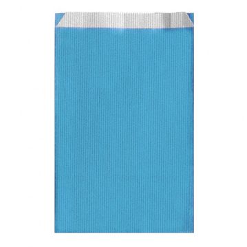 Saqueta Papel Celulose Branca Verjurada Azul Turquesa 260+90x460mm 250 un