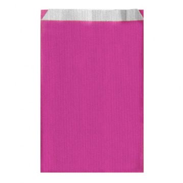 Saqueta Papel Celulose Branca Verjurada Fucsia 260+90x460mm 250 un