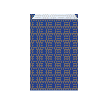 Saqueta Papel Celulose Branca Verjurada Abetos Azul Ouro 120+50x180mm 250 un