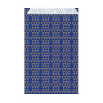 Saqueta Papel Celulose Branca Verjurada Abetos Azul Ouro 190+80x350mm 250 un