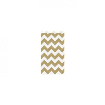 Saqueta Papel Celulose Branca Verjurada ZigZag Douradas 120+50x180mm 250 un