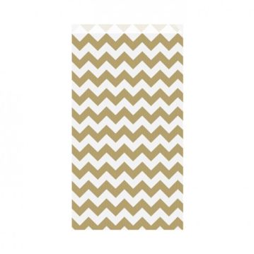 Saqueta Papel Celulose Branca Verjurada ZigZag Douradas 190+80x350mm 250 un