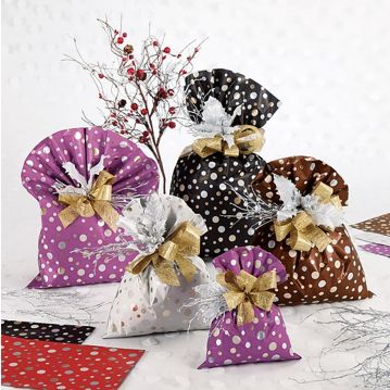 Saqueta de plstico PP metalizado Dots Preto 250x400mm 50un