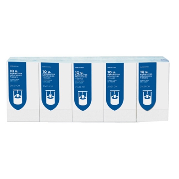 Lenos Faciais Tissue Branco 3 Folhas 210x210mm 10x10 un