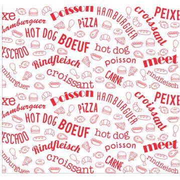 Papel para Hamburguer 330x350mm - Vermelho 1000un