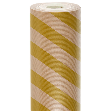 Papel de embrulho Kraft Natural 60g/m2 0,7x50m Riscas Douradas 1 rolo