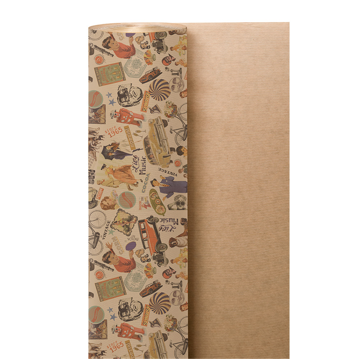 Papel de embrulho Kraft Natural 60g/m2 0,7x100m Vintage 1 rolo