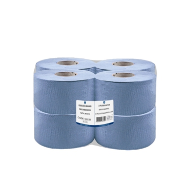Rolo de papel Seca Mos Tissue Reciclado Azul 2 Folhas 150m 200x350mm Autocut 8 un