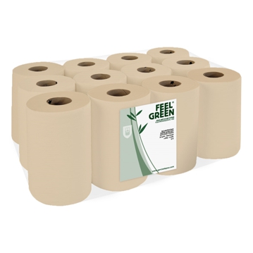 Rolo Mini Seca Mos 2 Folhas Tissue Reciclado Natural 56m 12 un