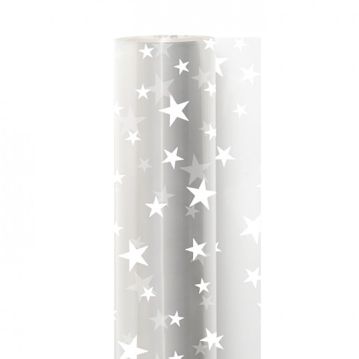 Filme PP transparente decorado com estrelas 0,70x50m para embrulho