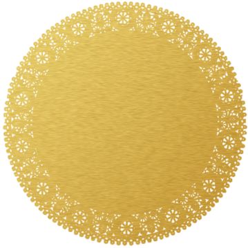 Naperon em Papel Rendado Dourado Circular 480 mm 100 un