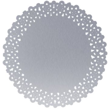 Naperon em Papel Rendado Prateado Circular 180 mm 250 un