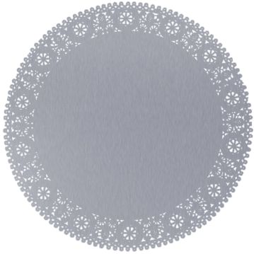Naperon em Papel Rendado Prateado Circular 480 mm 100 un