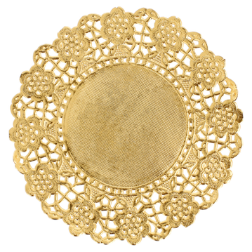 Naperon em Papel Rendado Dourado Circular 120 mm 100 un