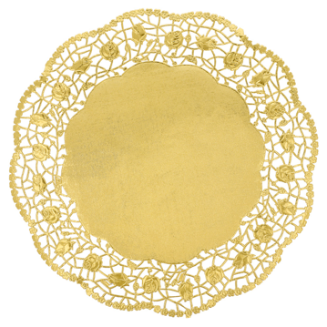 Naperon em Papel Rendado Dourado Circular 270 mm 100 un