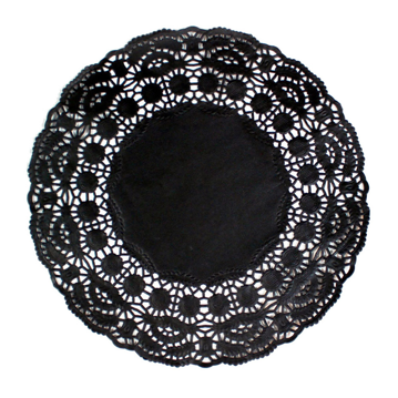 Naperon em Papel Rendado Preto Circular 90 mm 250un